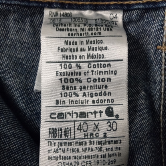 Carhartt FR Denim Work Jeans Mens 40x30 - Picture 4 of 6